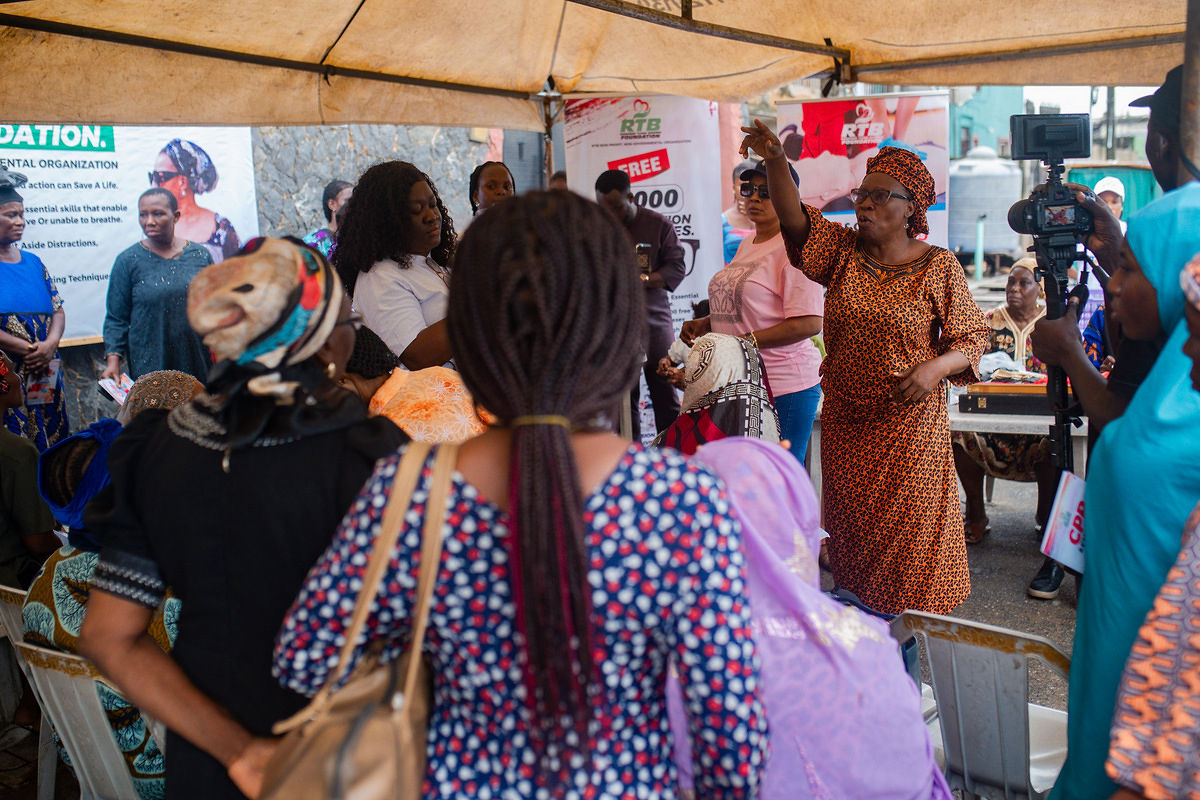 Community members receiving welfare support from RTB Foundation